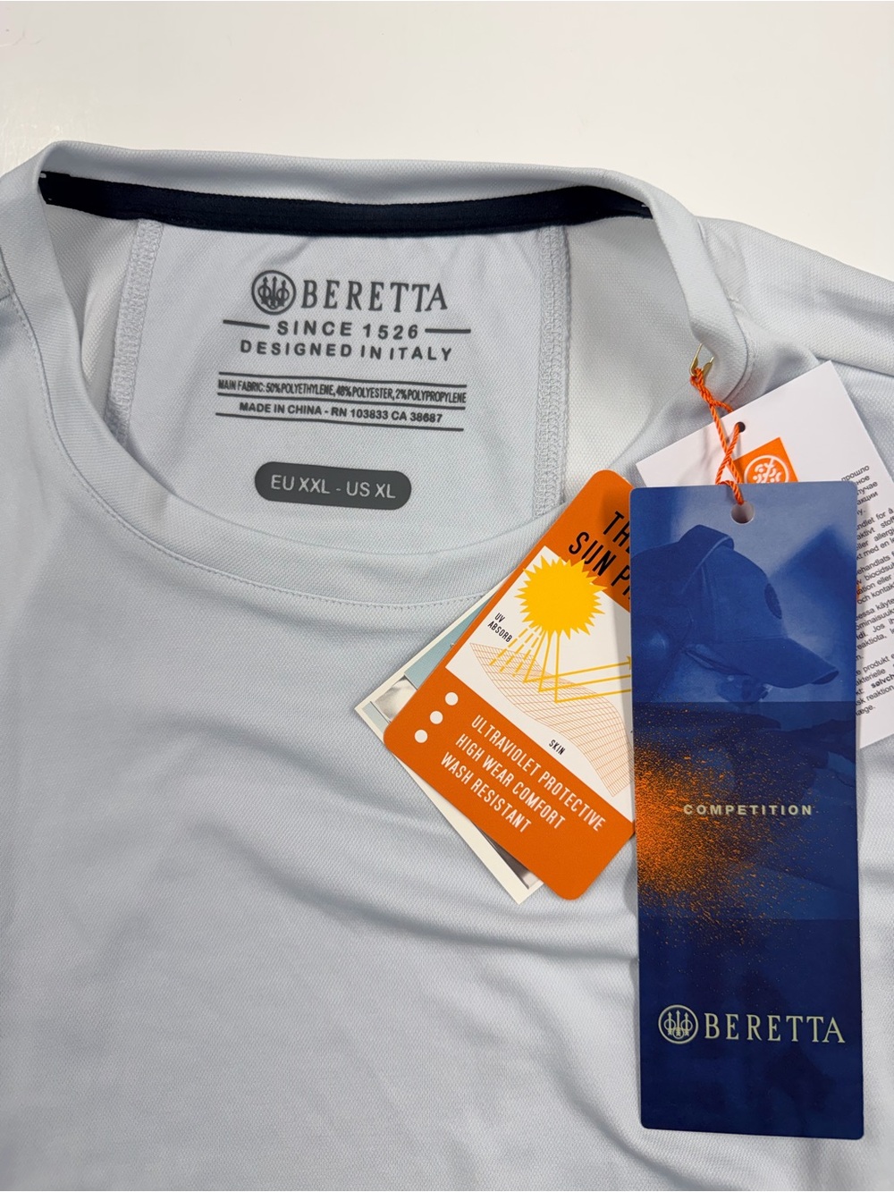 Beretta Light Gray Short Sleeve Athletic Tee New with Tags